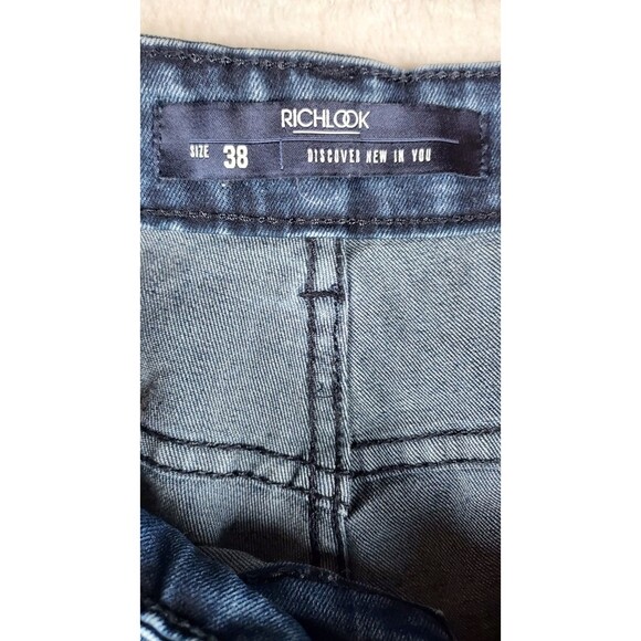 Richlook Waist 38 Blue Distressed Men’s Casual Straight Jeans Pre-Owned - Picture 7 of 15